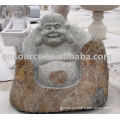 granite stone smiling buddha scuplture